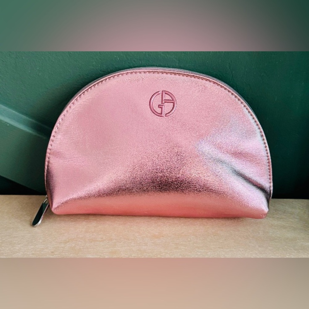 Giorgio Armani Pink Metallic Makeup Pouch with Giorgio Armani My Way Lotion!